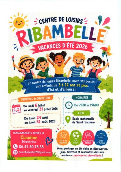 Affiche vacances été 2026 Ribambelle